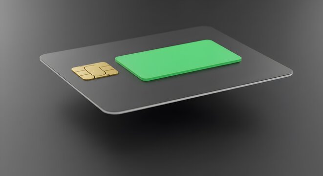 Modern contactless bank card with chip and NFC antenna in a minimalist design