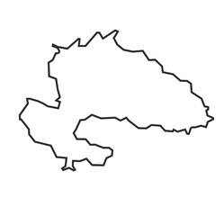 Flat Black line Vector Map of Yavatmal District, Maharashtra, India