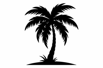 palm tree silhouette line art vector illustration