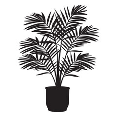 Obraz premium black silhouette vector llustration tropical plant in pot black color only,on white background