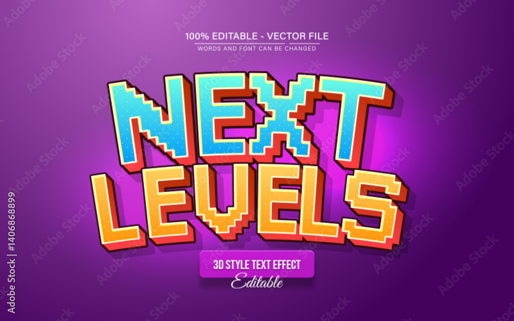 Poster next level pixel 3d text effect editable