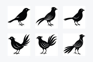 Set of birds silhouettes vector illustration.