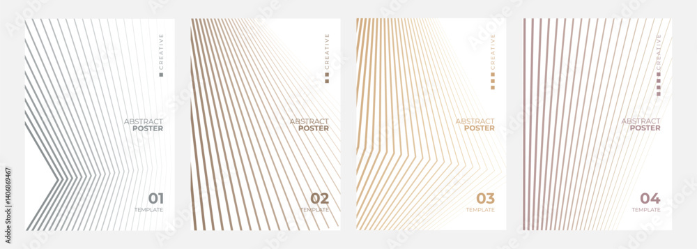 Aufkleber set of abstract posters. line patterns. minimalist cover templates. futuristic backgrounds for creat