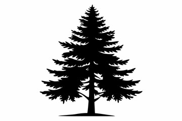 pine tree silhouette line art vector illustration