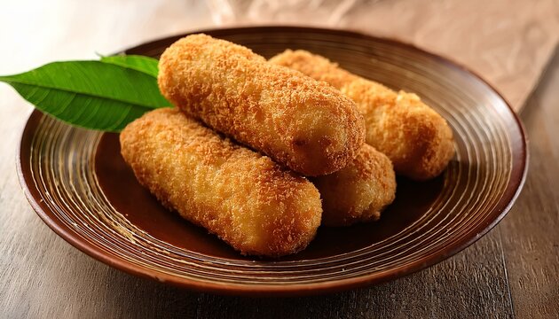 risoles snack, risole or deep-fried spring rolls on a plate