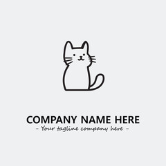 Cat illustration black and white for logo company vector image