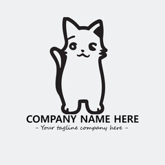 Cat illustration black and white for logo company vector image