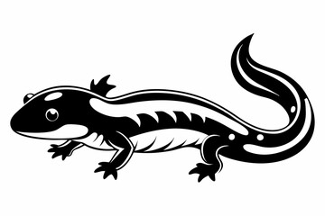 salamander silhouette line art vector illustration