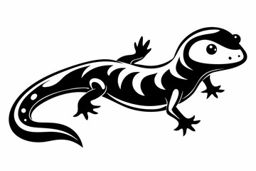 salamander silhouette line art vector illustration