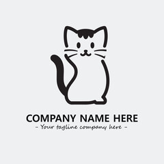 Cat illustration black and white for logo company vector image