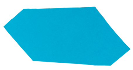 Isolated cian polygon made of matte paper on white background