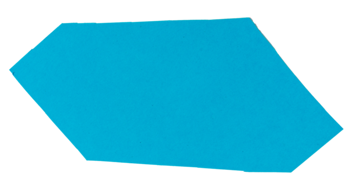 Isolated cian polygon made of matte paper on white background