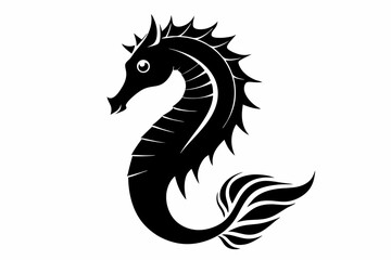 Obraz premium seahorse silhouette line art vector illustration