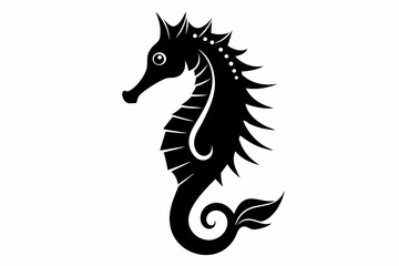 seahorse silhouette line art vector illustration