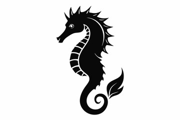 seahorse silhouette line art vector illustration