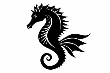 seahorse silhouette line art vector illustration