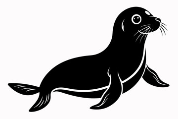 seal silhouette line art vector illustration