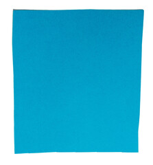 Isolated cian square of matte paper on white background