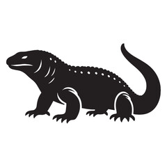 Lurking Gila Monster silhouette, a stealthy reptile of the sands – Gila Monster illustration – Minimalist Gila Monster vector – Reptile silhouette

