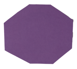 Isolated purple polygon made of matte paper on white background