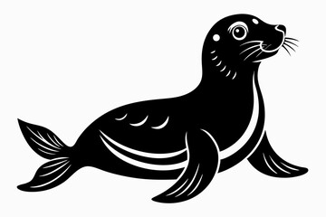 seal silhouette line art vector illustration