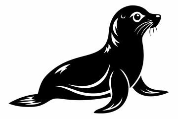 seal silhouette line art vector illustration