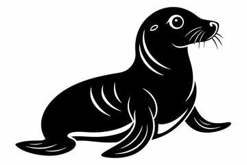 seal silhouette line art vector illustration