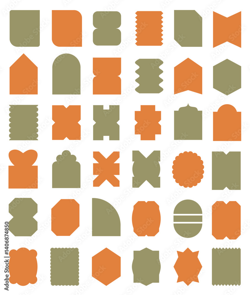 Poster a set of simple vintage-style multi-shape elements