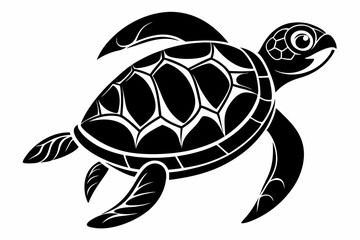 sea turtle silhouette line art vector illustration