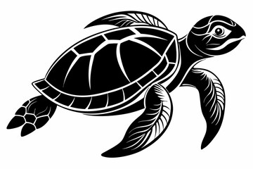 sea turtle silhouette line art vector illustration