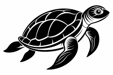 sea turtle silhouette line art vector illustration