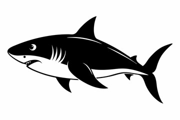 Obraz premium shark silhouette line art vector illustration