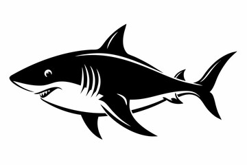 shark silhouette line art vector illustration