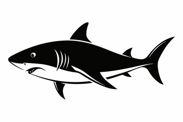 shark silhouette line art vector illustration