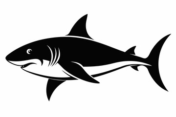 shark silhouette line art vector illustration