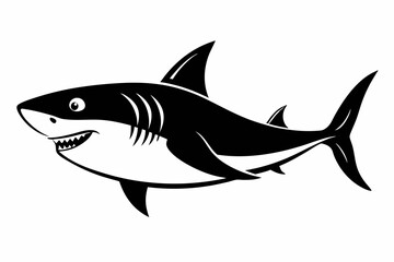shark silhouette line art vector illustration