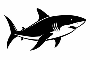 Obraz premium shark silhouette line art vector illustration