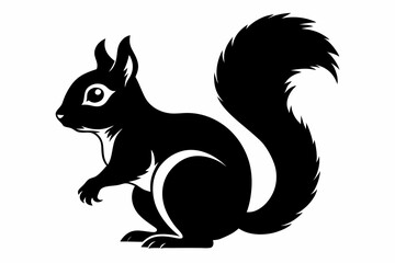 squirrel silhouette line art vector illustration