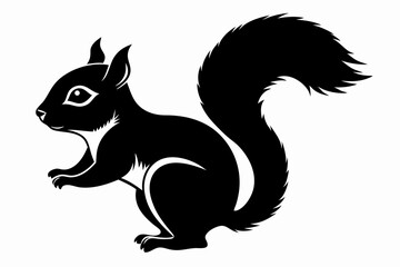 squirrel silhouette line art vector illustration