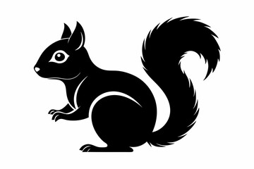 squirrel silhouette line art vector illustration