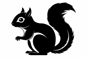 squirrel silhouette line art vector illustration