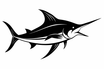 swordfish silhouette line art vector illustration