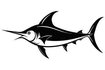 swordfish silhouette line art vector illustration