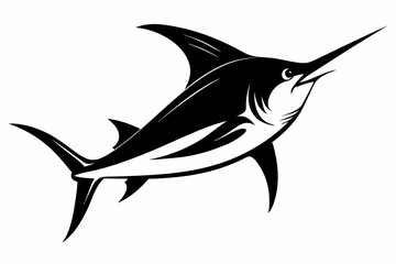swordfish silhouette line art vector illustration