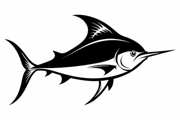 swordfish silhouette line art vector illustration