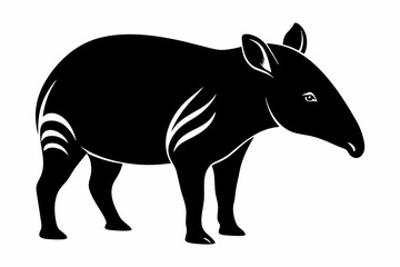tapir silhouette line art vector illustration