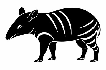 Obraz premium tapir silhouette line art vector illustration