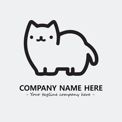 Cat illustration black and white for logo company vector image