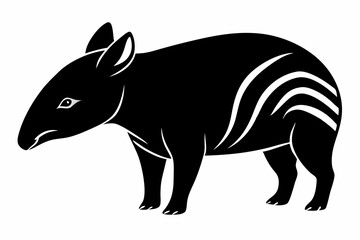 tapir silhouette line art vector illustration