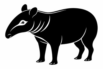 tapir silhouette line art vector illustration